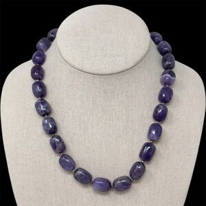 Vintage Marsala Amethyst Stone & Sterling Silver Beaded Necklace